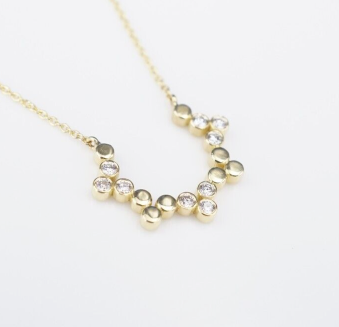 18k Yellow Gold Diamond Necklace 15-17