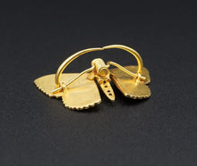 Antique French 18k Yellow Gold Diamond Butterfly Pin Brooch 1.1" OG397