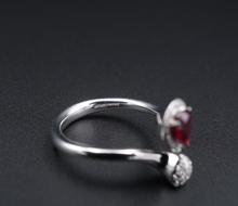 Giorgio Visconti 18K Ring Diamond Ruby White Gold Bypass Moi et Toi Sz 6 RG4225