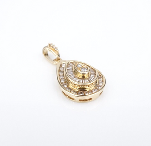 14k Diamond Halo Pendant Vintage Yellow Gold Teardrop 1ct Natural PG1862