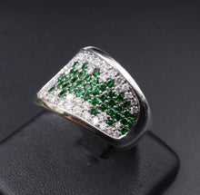 2 carat Diamond Tsavorite Garnet Ring Pave 18k White Gold Size 8.25 RG1665