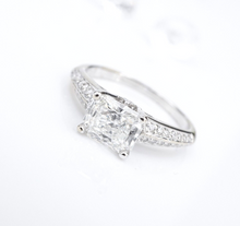 Radiant Diamond Engagement Ring 1.5ct 18k White Gold Sz 6 Pave East West RG4431