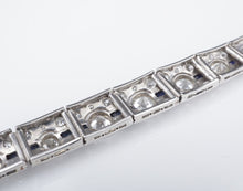 Art Deco Sapphire Diamond Bracelet Platinum Antique 9 carats 7.25" BG875