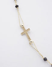 14k Gold Onyx Bead Prayer Necklace Rosary Cross Mary Guadalupe Medallion NG1575