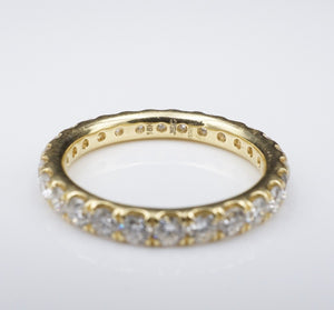 JE Caldwell 18k Gold 1.5ct Natural Diamond Eternity Band Ring Size 6.5 RG3496