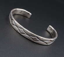 Navajo Cuff Bracelet Sterling Silver Nora Tahe Bill Artisan Stamped 7" BS2916