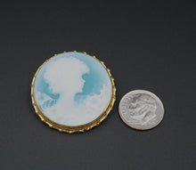 Vintage 18k Gold Cameo Pendant Brooch Carved Chalcedony Art Nouveau 1.3" OG452