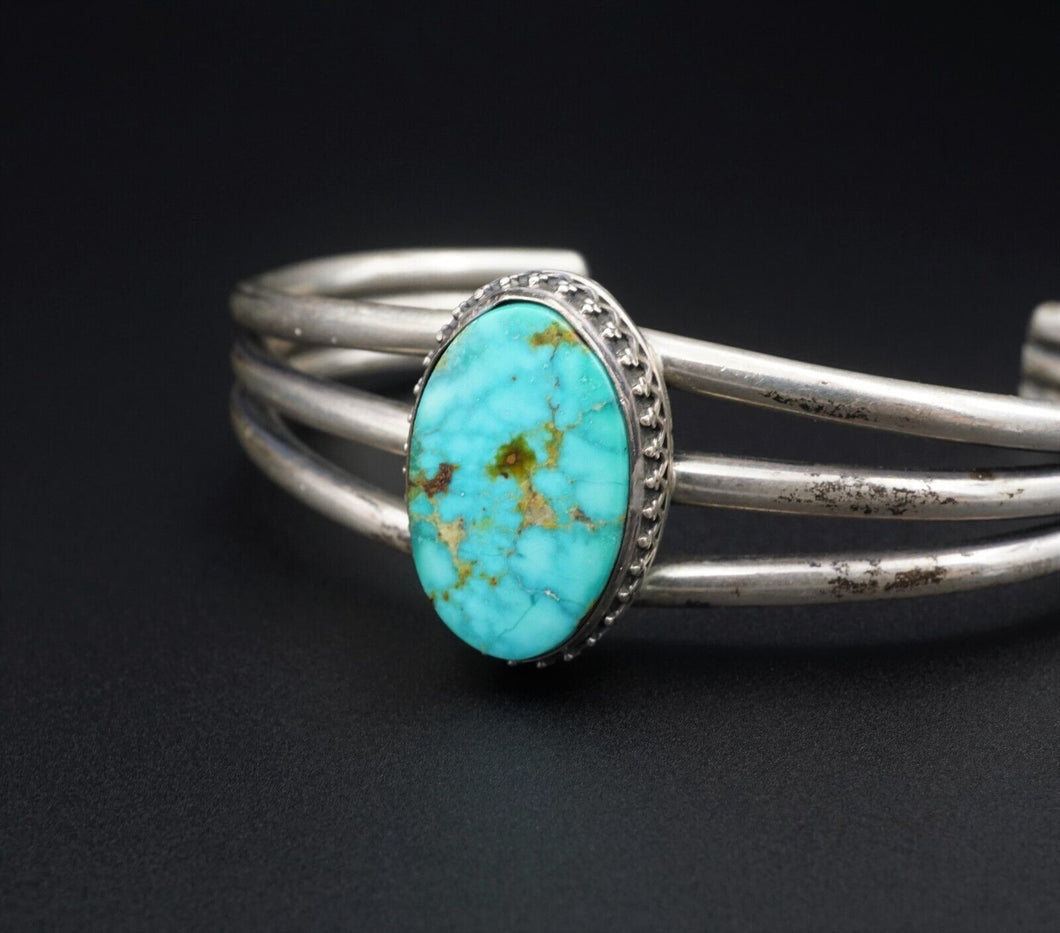 Navajo Darrell Cadman Sterling Silver Turquoise Cuff Bracelet 6.5
