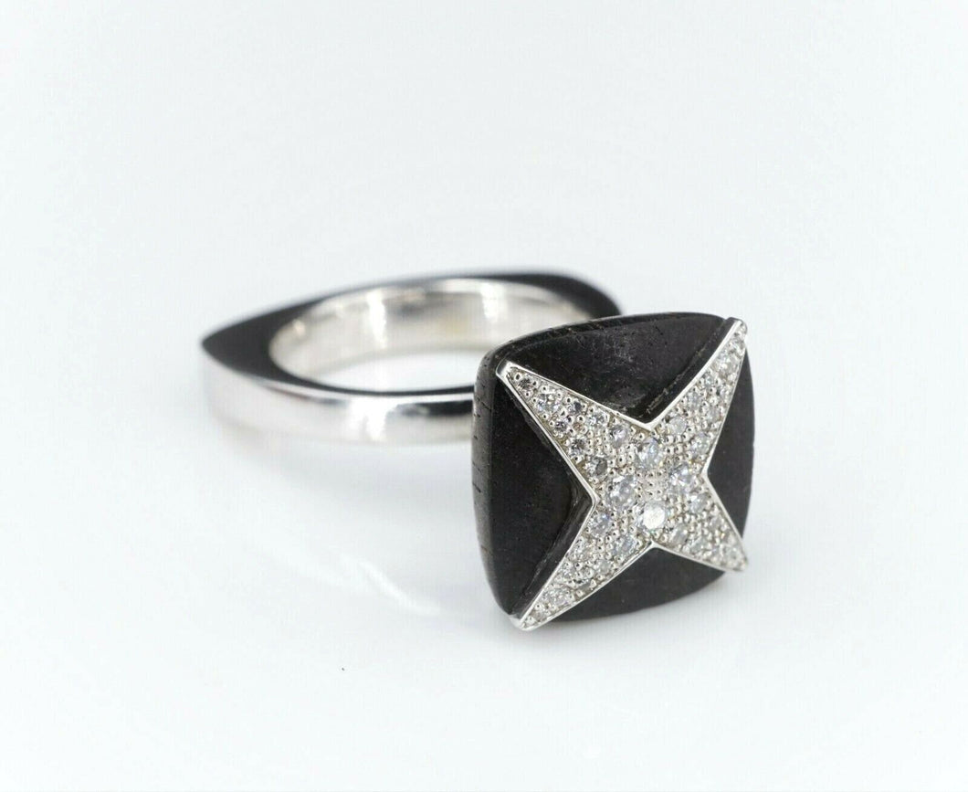 Mouboussin Diamond Ebony Wood String Star Ring Size 5 Designer RG2972
