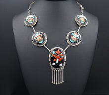 Zuni Inlay Mudhead Necklace Sterling Silver Augustine & Rosalie Pinto 26" NS1915