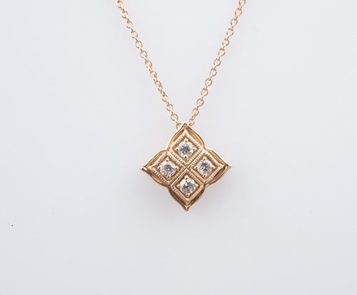 14k Rose Gold Diamond Pendant Necklace 18