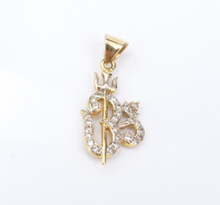 22k Yellow Gold Popular Lord Shiva Symbol Om Pendant Trishul Design 1.1" PG1880