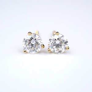 14k Yellow Gold Round 1.43 Carat Natural Diamond Stud Earrings Screw Back EG2137