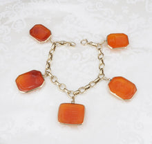 Antique 14K Gold Carnelian Coat of Arms Intaglio Charm Bracelet 7.5" BG774