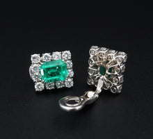 18k White Gold 7ctw Natural Emerald Diamond Halo Earrings CO1139