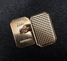 Vintage 9k Yellow Gold Textured Geometric Rectangle Cufflinks British B&S M1865