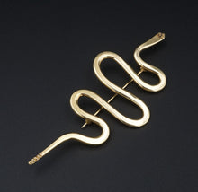 Native American Snake Brooch Pin 18k Yellow Gold Serpent 4" OG443