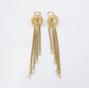 David Yurman 18k Gold Diamond Earrings Dangle Drop Tassel 2.5" EG2418