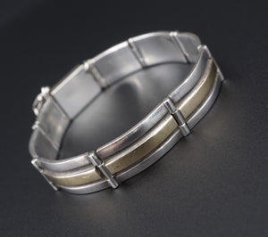 Navajo Sterling Silver 14k Gold Panel Bracelet Herbert Begaye 6.75" BS2870