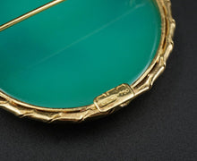 Vintage 18k Gold Cameo Pendant Brooch Carved Chalcedony Art Nouveau 1.3" OG452