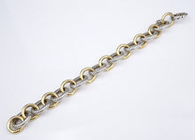 David Yurman Oval Link Chain Bracelet Sterling Silver 18K 6" Cable 13mm BS2839