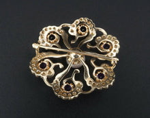 Vtg 14k Yellow Gold Amethyst Seed Pearl Sunburst Scroll Pin Brooch 1.4" OG334