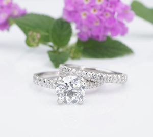 Platinum Diamond Bridal Set Engagement Ring 1.5 ct GIA E VS1 Size 5.5 RG4320