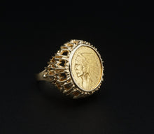 Vintage 14k 1927 $2.5 Indian Head Gold Coin Signet Ring Size 8 Artisan RG4291
