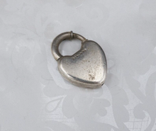 Antique Enamel Heart Lock Charm Floral Sterling Silver CHS2005
