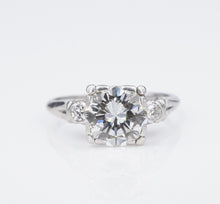 1940s 14k Platinum Natural Diamond Engagement Ring 1.75ct Sz 6.75 OEC RG4527