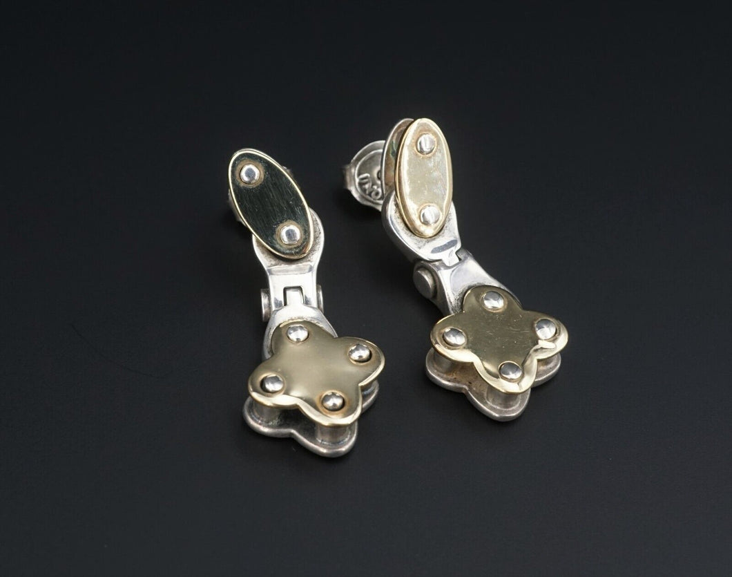 JR Ltd. Sterling Silver 14k Yellow Gold Earrings 1.4