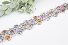 14k Sapphire Diamond Bracelet White Gold Natural Fancy Multicolor 7" 24ct BG911