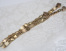 Vintage Yellow Gold Multi-Gemstone Slide Bracelet Antique 8" 14k 10k GF BG917