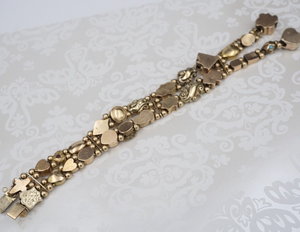 Vintage Yellow Gold Multi-Gemstone Slide Bracelet Antique 8" 14k 10k GF BG917
