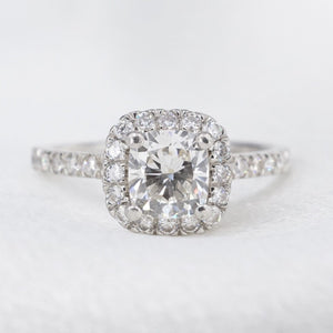 Diamond Halo Engagement Ring Platinum 1.6ct Cushion GIA G VS1 Sz 7.25 CO1133