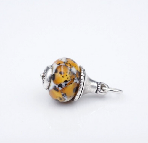 James Avery Orange Speckled Glass Finial Charm Sterling Silver Retired CHS1993