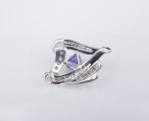 Levian 14k White Gold Tanzanite Diamond Pendant Trillion Vintage PG1896