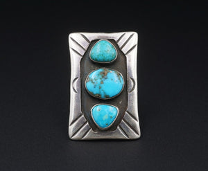 Sterling Silver Turquoise Ring Size 7 Southwestern Native American RS3518