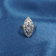 Antique 14k Diamond Navette Ring White Gold Art Deco Size 4 RG4095