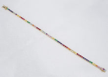 The Last Line Rainbow Gemstone Tennis Bracelet 3ct 14k Yellow Gold 6.25" BG883