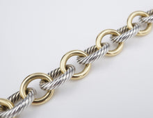 David Yurman Oval Link Chain Bracelet Sterling Silver 18K 6" Cable 13mm BS2839