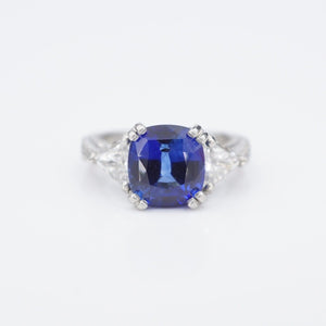 Platinum Sapphire Diamond Ring Natural Madagascar AGL Cert Size 5 RG4216