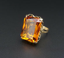 18K Yellow Gold 30ct Burnt Orange Created Sapphire Cocktail Candy Ring RG3040