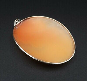 Vintage 14k Cameo Pendant Yellow Gold Carved Shell 2.2" Free Shipping PG1453