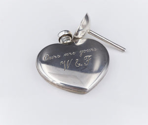 Tiffany Heart Perfume Flask with Funnel Sterling Silver Vintage M1758
