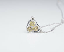 Platinum Natural Fancy Yellow Diamond Heart Pendant Necklace 18" NG957D