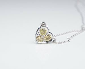 Platinum Natural Fancy Yellow Diamond Heart Pendant Necklace 18" NG957D