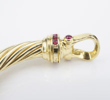 David Yurman Buckle Cable Classic Bangle Bracelet Ruby 18k Yellow Gold 7mm BG918