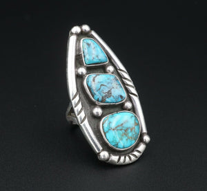 Kewa Santo Domingo Lorenzo Tortalita Sterling Turquoise Ring Size 9.5 RS3086