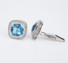 David Yurman Blue Topaz Diamond Cuff Links Sterling Silver Retired Albion M1940